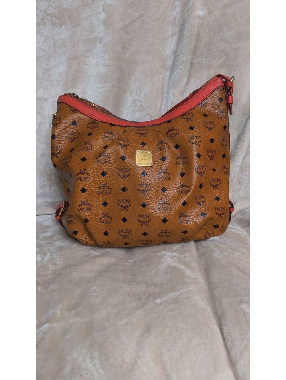 L22. MCM Cognac Visetos Hobo Shoulder Bag